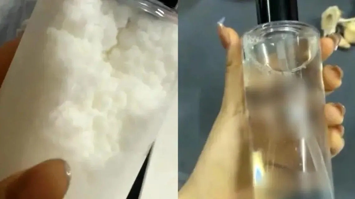 <b>东北女子网购卸妆水被冻成一罐雪</b>